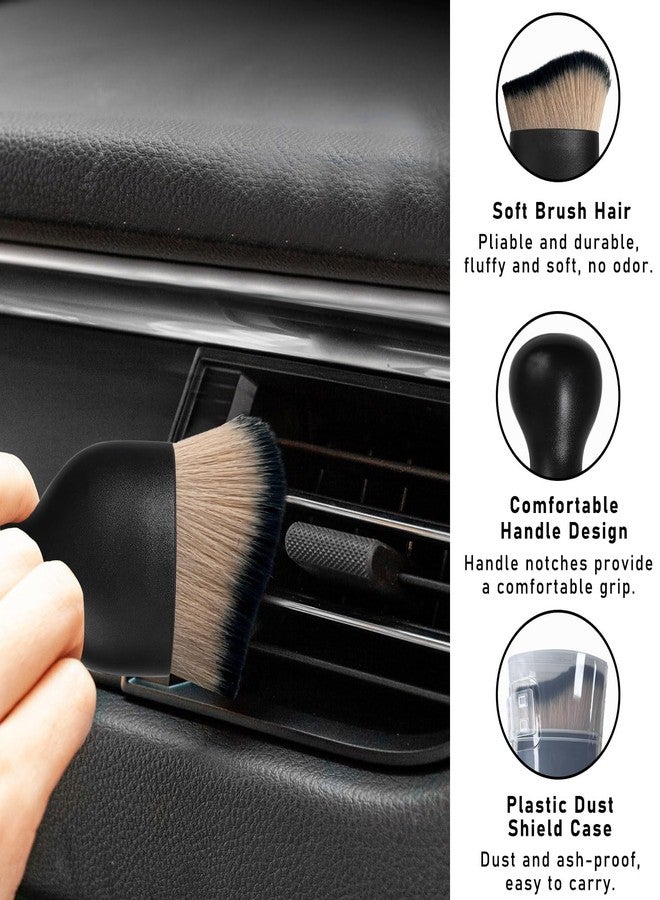 Dickno 2PCS Car Interior Dust Brush, Soft Scratch Free Auto Detailing Brushes, Universal Vehicle Interior Cleaning Tool for Automotive Dashboard, Air Vents, Leather (Brown & Black) - Image 3